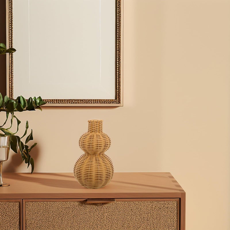 Brown Woven Rattan Vase Handmade Flower Pot for Table Centerpiece and Home Decor - Image 5