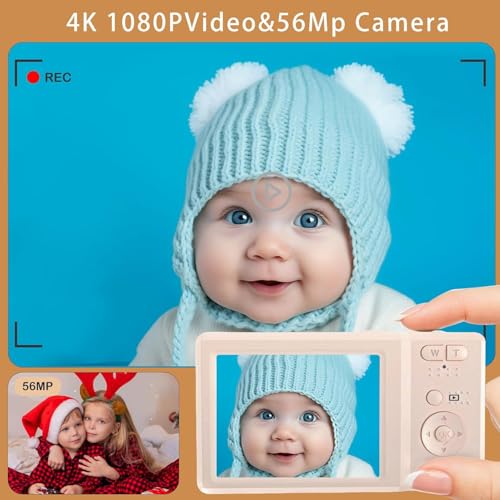 AiTechny 4K Cameras for Photography, Digital Point and Shoot Camera with 56Mp Autofocus 20X Zoom Anti Shake Video Camera with 32GB SD Card for Adults, Teens, Beginners - Image 5