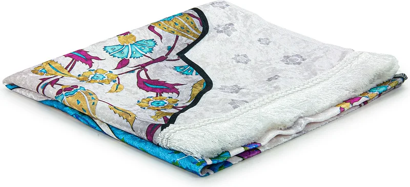 ايهفان اونلاين Marbled Tulip Patterned Prayer Rug with Silk Textured Carrying Bag - Blue