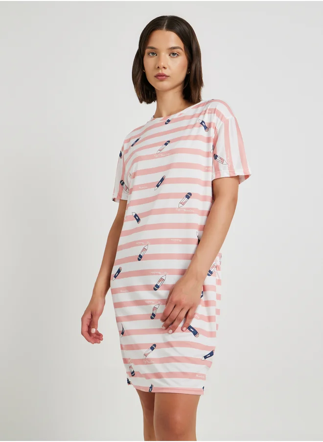 Styli All-Over Printed Short Sleeve Sleep T-Shirt