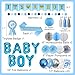 Bolake Blue Baby Shower Decorations for Boy Set with Its a Boy Banner Baby Boy Letter Foil Balloons Mom to Be Sash Dad to Be Pin Paper Pom Poms for Gender Reveal Decorations - Image 4