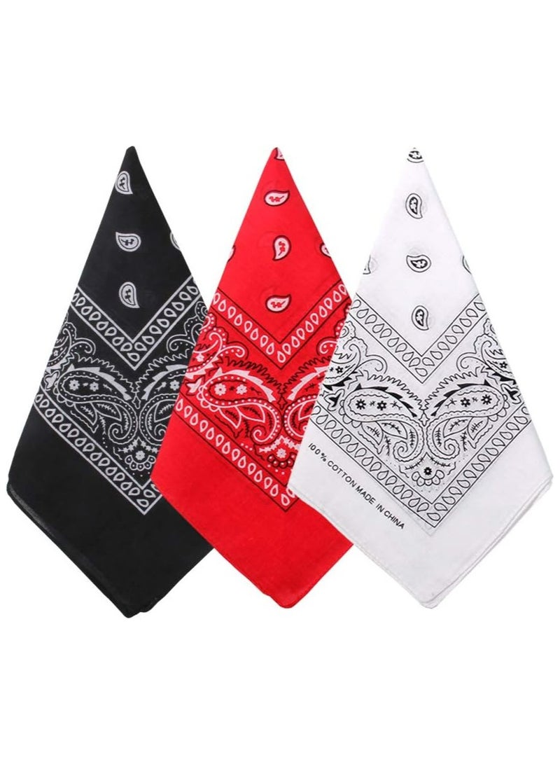 Oasisgalore 3 Pack 100% Cotton Paisley Pattern Bandanas Face Mask Square Scarf Headwear - Image 1