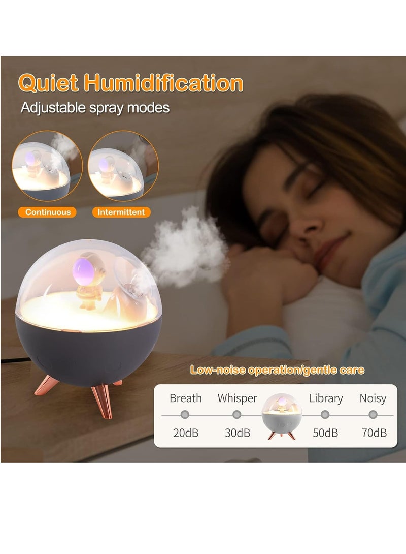 KASTWAVE Astronaut Humidifier for Bedroom | Auto-off 350ml USB Mini Air Humidifier with 3 Colors Light | Small Desk Humidifier for Kids (White) - Image 3