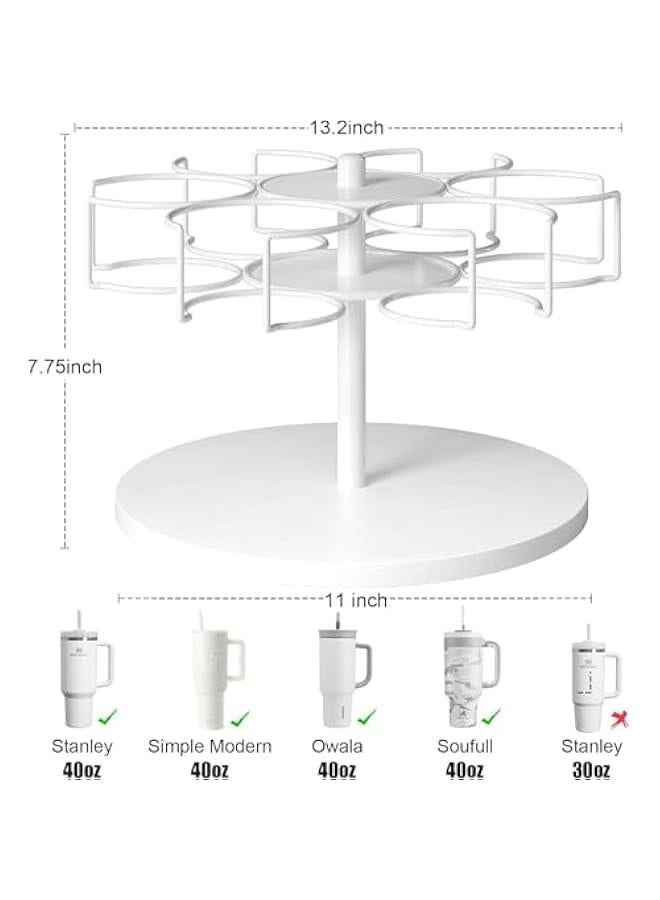 HOOKOR Water Bottle Organizer for Stanley Tumbler, 40 oz cup Storage Rack, Rotating Tumbler Holder, Water Bottle Rack for Kitchen Organization, Easy Access to Cups, Non-Slip Pad Included (White) - Image 2