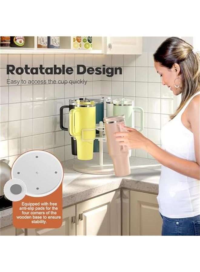 HOOKOR Water Bottle Organizer for Stanley Tumbler, 40 oz cup Storage Rack, Rotating Tumbler Holder, Water Bottle Rack for Kitchen Organization, Easy Access to Cups, Non-Slip Pad Included (White) - Image 3