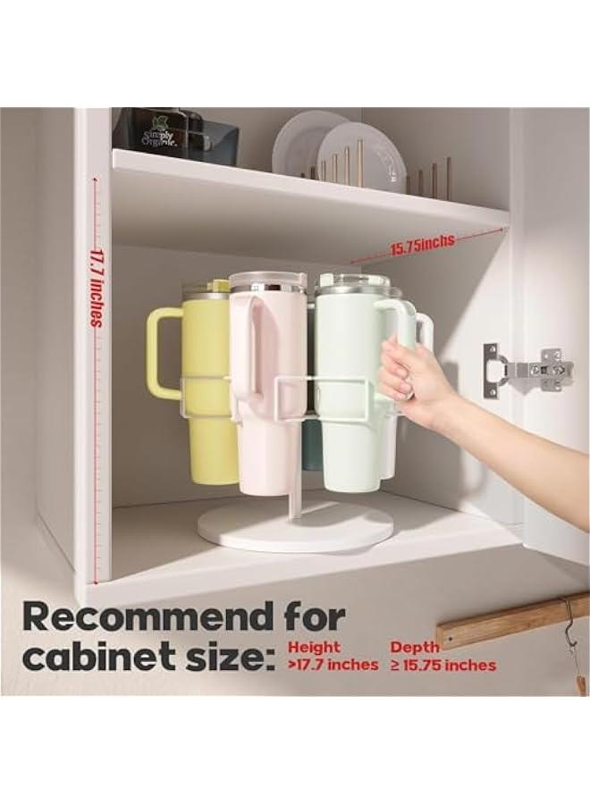 HOOKOR Water Bottle Organizer for Stanley Tumbler, 40 oz cup Storage Rack, Rotating Tumbler Holder, Water Bottle Rack for Kitchen Organization, Easy Access to Cups, Non-Slip Pad Included (White) - Image 4