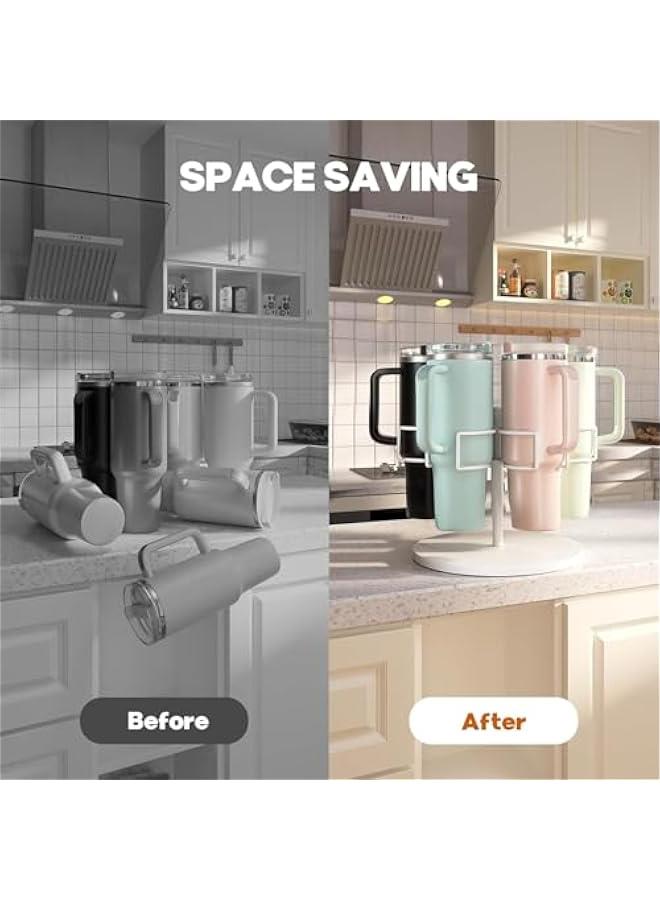 HOOKOR Water Bottle Organizer for Stanley Tumbler, 40 oz cup Storage Rack, Rotating Tumbler Holder, Water Bottle Rack for Kitchen Organization, Easy Access to Cups, Non-Slip Pad Included (White) - Image 5