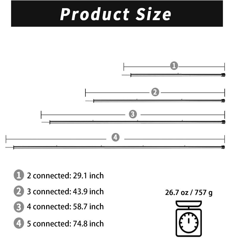SAN LIKE Tent Pole Telescopic Adjustable tarp Poles for Camping Canopy Awning Shelter Backpacking Hiking -(Adjustable Length - Steel) - Image 2