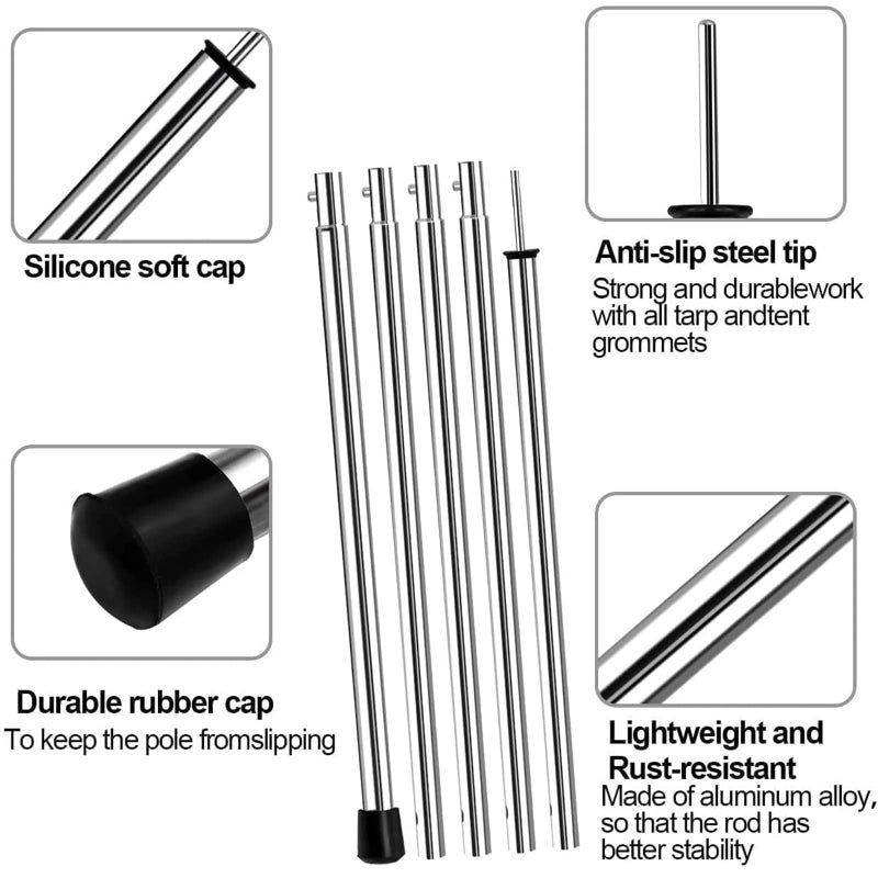 SAN LIKE Tent Pole Telescopic Adjustable tarp Poles for Camping Canopy Awning Shelter Backpacking Hiking -(Adjustable Length - Steel) - Image 3