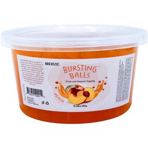 BREXONIC Boba Pearls, Peach Popping Bursting Boba, Tapioca Pearls For Bubble Tea (Peach, 1 LB 1 Pack) - Image 1