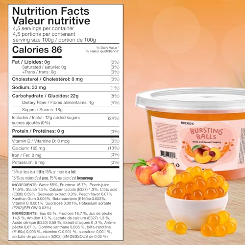 BREXONIC Boba Pearls, Peach Popping Bursting Boba, Tapioca Pearls For Bubble Tea (Peach, 1 LB 1 Pack) - Image 3
