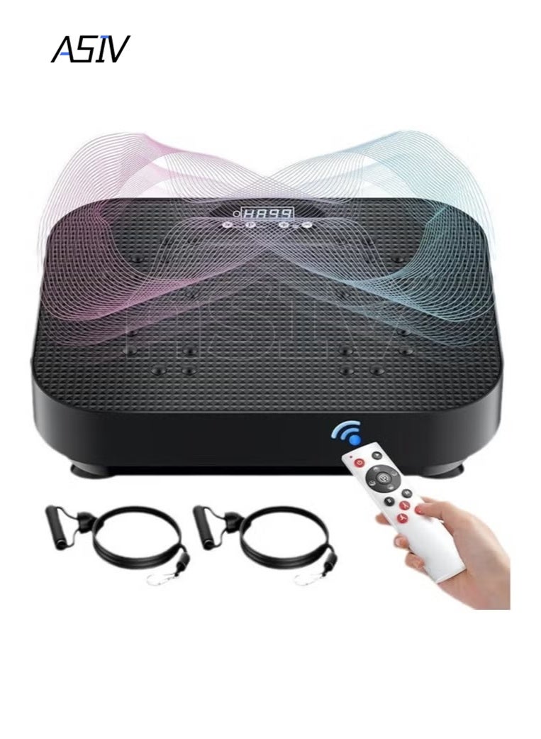 ASIV Home Vibration Fitness Machine, 99 Speed Levels, 8 Modes, Bluetooth Connection, with 2 Resistance Bands - Image 1