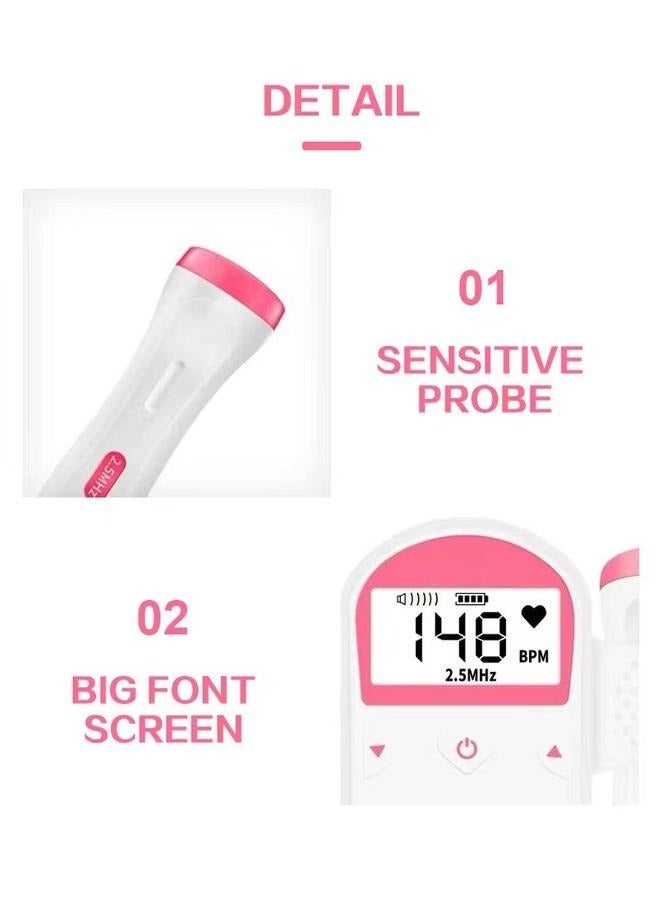 Hand-Held Fetal Heart Rate Monitor with LCD Screen，Intended to Detect Fetal Heartbeats