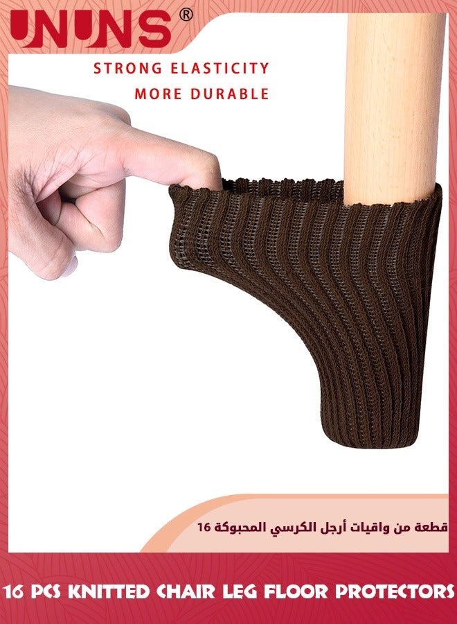 UNUNS 16 Pcs Chair Leg Socks,Thickening Furniture Leg Socks,High Elastic Knitted Chair Leg Floor Protectors,Chair Leg Covers Set,Move Easily And Reduce Noise,Coffee  - Image 5