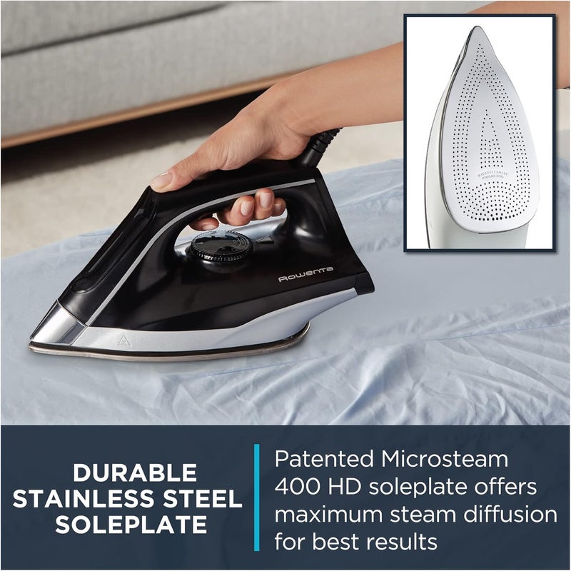 Rowenta Compact Stainless Steel Soleplate Professional Steam Station for Clothes 57 Ounce Removable Tank Lightweight Compact 1500 Watts Iron Fabric Steamer Garment Steamer Black and Blue VR8324 - Image 4