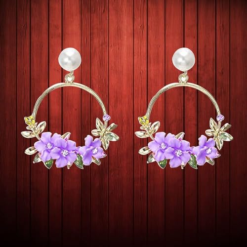YouBella Jewellery Earrings for women stylish Floral Resin Earrings for Girls and Women (Purple) - Image 4