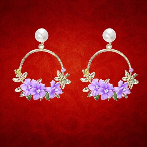 YouBella Jewellery Earrings for women stylish Floral Resin Earrings for Girls and Women (Purple) - Image 5