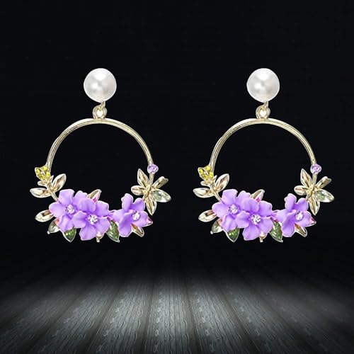YouBella Jewellery Earrings for women stylish Floral Resin Earrings for Girls and Women (Purple) - Image 3