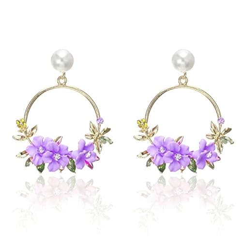 YouBella Jewellery Earrings for women stylish Floral Resin Earrings for Girls and Women (Purple) - Image 1