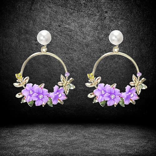 YouBella Jewellery Earrings for women stylish Floral Resin Earrings for Girls and Women (Purple) - Image 2