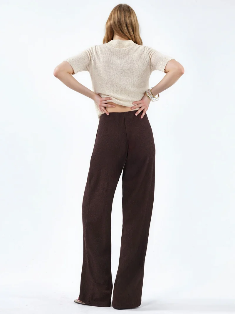 بوسيم BUSEM High-Waist Straight-Leg Crepe Trousers with Slit