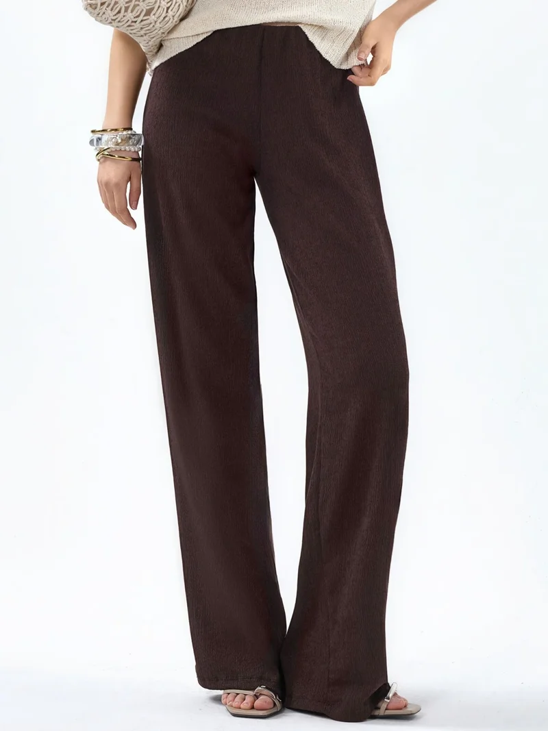 بوسيم BUSEM High-Waist Straight-Leg Crepe Trousers with Slit