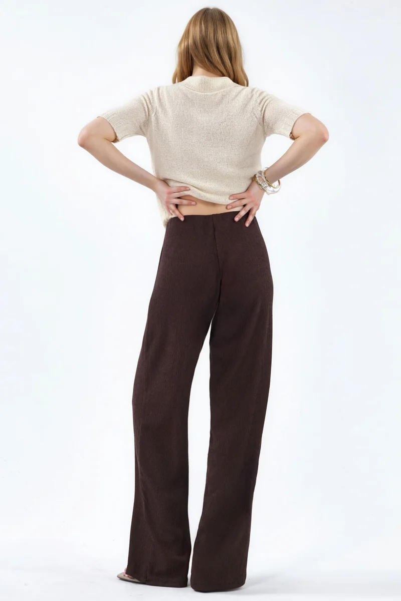 بوسيم BUSEM High-Waist Straight-Leg Crepe Trousers with Slit