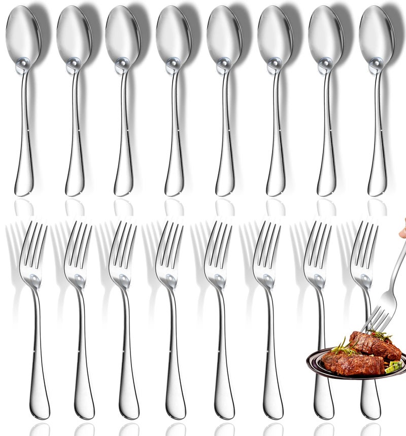 Spoons and Forks Set Set of 10 Top Food Grade Stainless Steel Forks and Spoons Silverware SetForks 67 Inch and Spoons 67 Inch Cutlery Set Mirror Finish  Dishwasher Safe