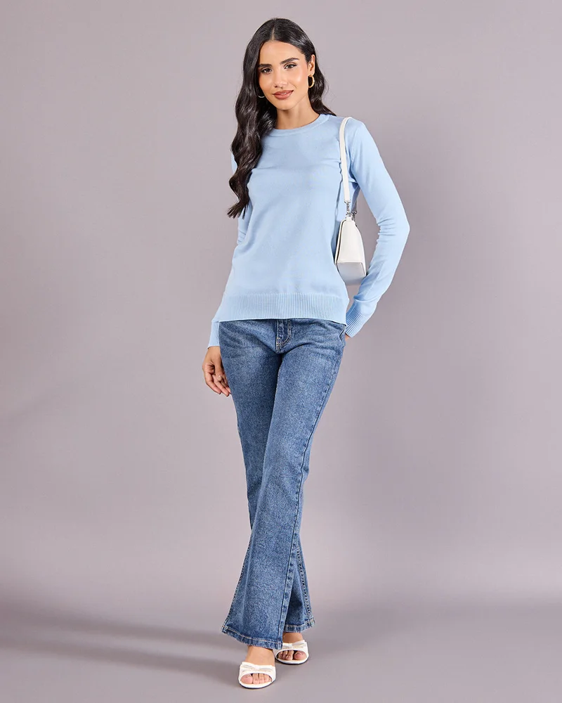 ردتاغ Women Blue Plain Pullover