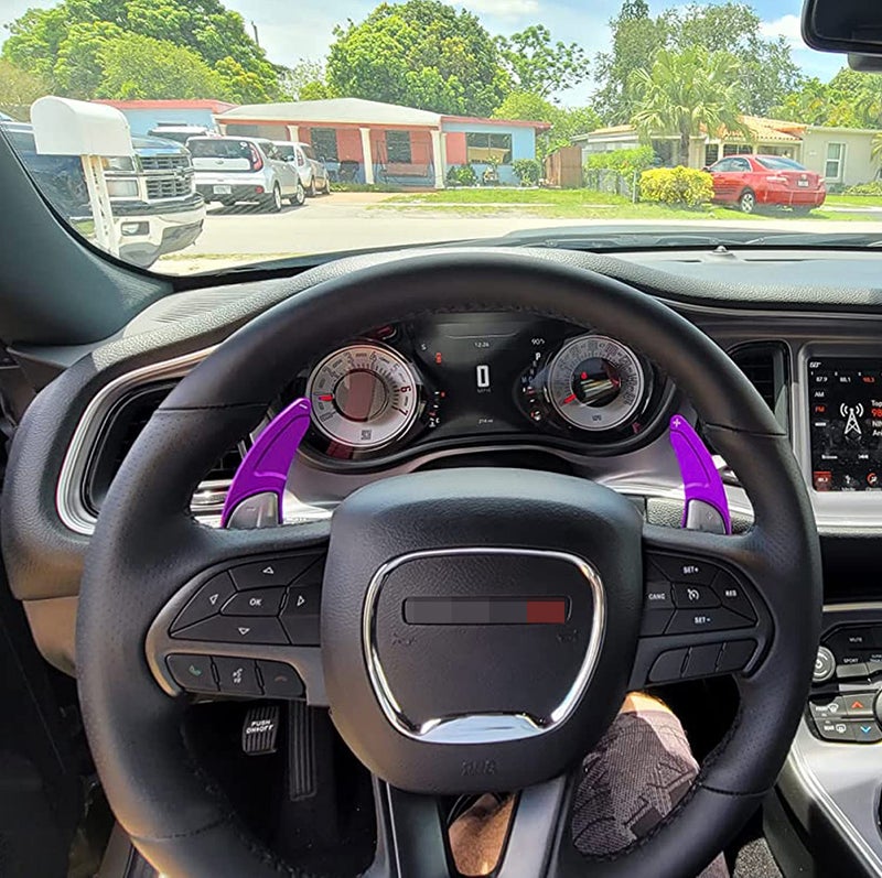MOEBULB Steering Wheel Shift Paddle Extension Cover Compatible with Jeep Grand Cherokee 2014-2020 Dodge Challenger Charger Durango RT and Scat Pack Extended Shifter Trim Cover 2pcs - Purple - Image 5