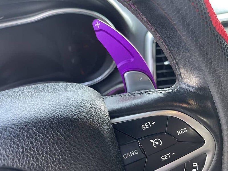 MOEBULB Steering Wheel Shift Paddle Extension Cover Compatible with Jeep Grand Cherokee 2014-2020 Dodge Challenger Charger Durango RT and Scat Pack Extended Shifter Trim Cover 2pcs - Purple - Image 3