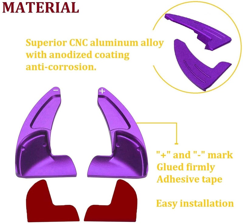 MOEBULB Steering Wheel Shift Paddle Extension Cover Compatible with Jeep Grand Cherokee 2014-2020 Dodge Challenger Charger Durango RT and Scat Pack Extended Shifter Trim Cover 2pcs - Purple - Image 2