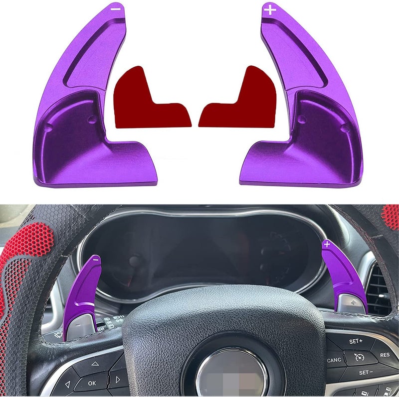 MOEBULB Steering Wheel Shift Paddle Extension Cover Compatible with Jeep Grand Cherokee 2014-2020 Dodge Challenger Charger Durango RT and Scat Pack Extended Shifter Trim Cover 2pcs - Purple - Image 1