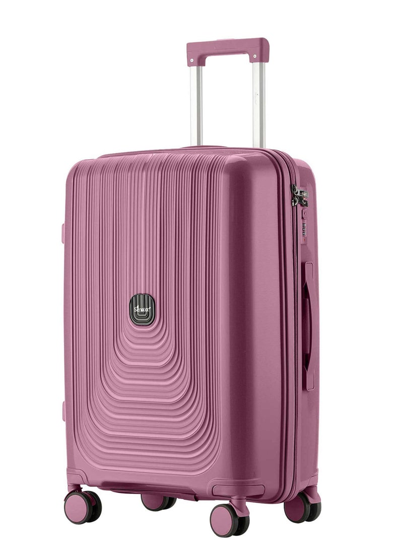 SENATOR Unisex Hard Case Medium Checked Luggage Lightweight PP Fashion Trolley Luggage with 4 Double Spinner Wheel and 3-Digit Combination Lock KH1009 Purple  - Image 1