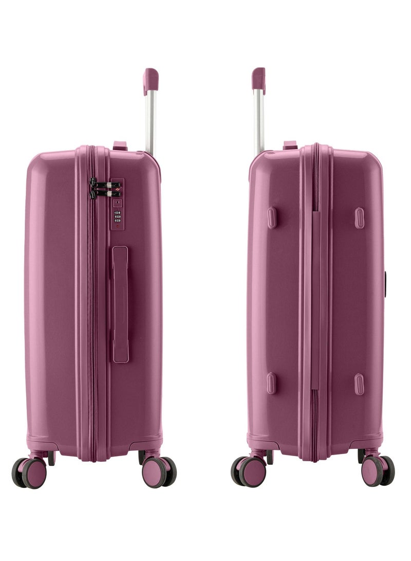 SENATOR Unisex Hard Case Medium Checked Luggage Lightweight PP Fashion Trolley Luggage with 4 Double Spinner Wheel and 3-Digit Combination Lock KH1009 Purple - Image 5