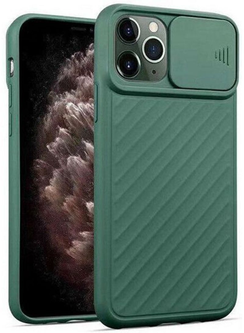 NIBEMINENT Max Series Silicone Anti-Shock Case With Slide Camera Protector For IPhone 11 Pro Green 