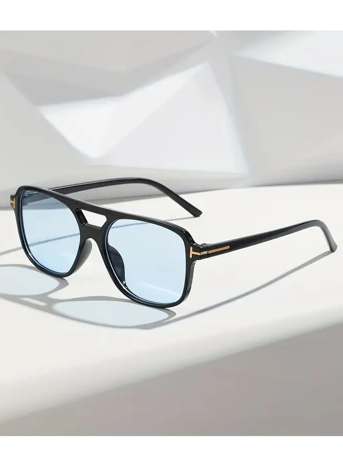 POLITE Square Luxury Fashion Sunglasses for Men and Women, Anti-Glare, Acrylic Lens, Durable PC Frame - Perfect for Beach & Travel - Image 1