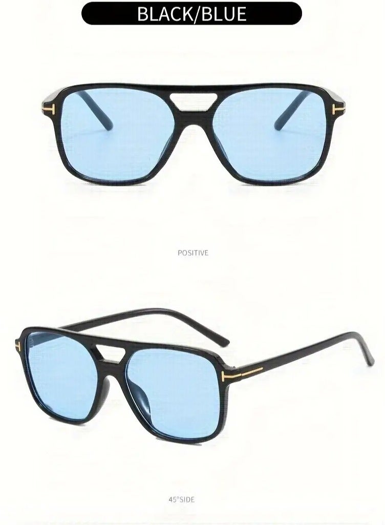 POLITE Square Luxury Fashion Sunglasses for Men and Women, Anti-Glare, Acrylic Lens, Durable PC Frame - Perfect for Beach & Travel - Image 2