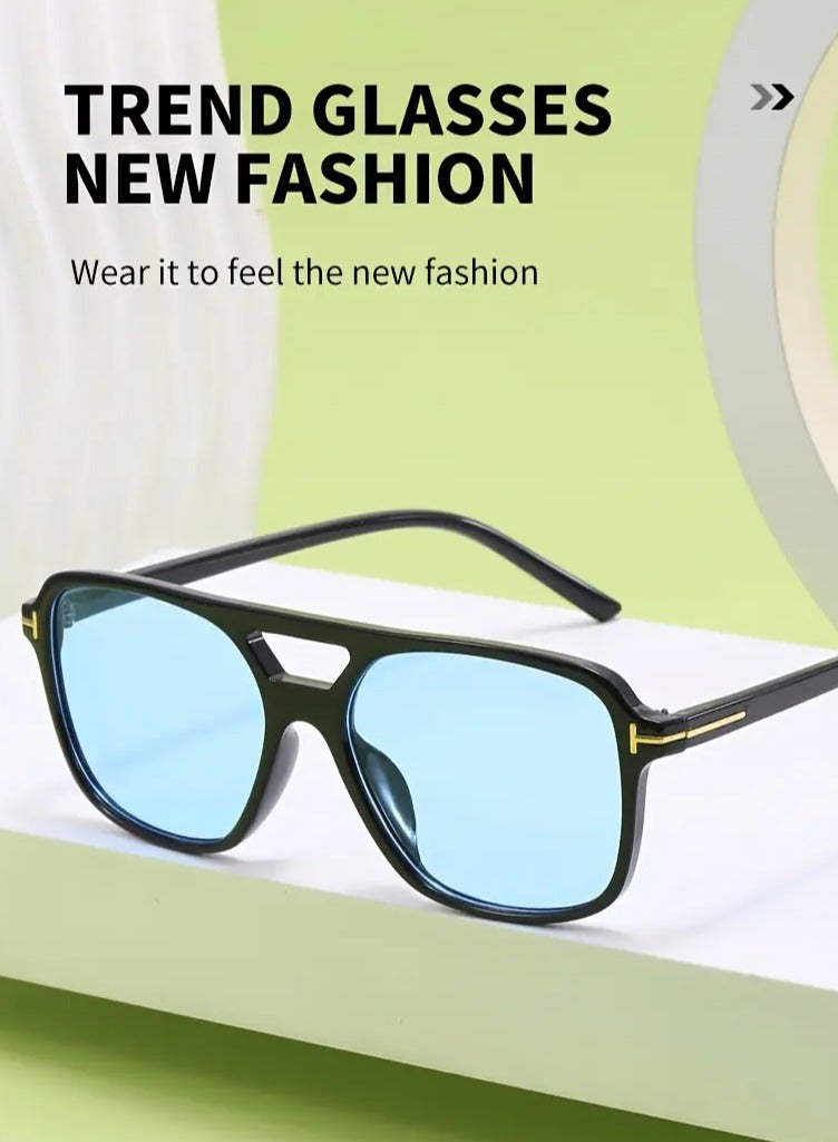 POLITE Square Luxury Fashion Sunglasses for Men and Women, Anti-Glare, Acrylic Lens, Durable PC Frame - Perfect for Beach & Travel - Image 3