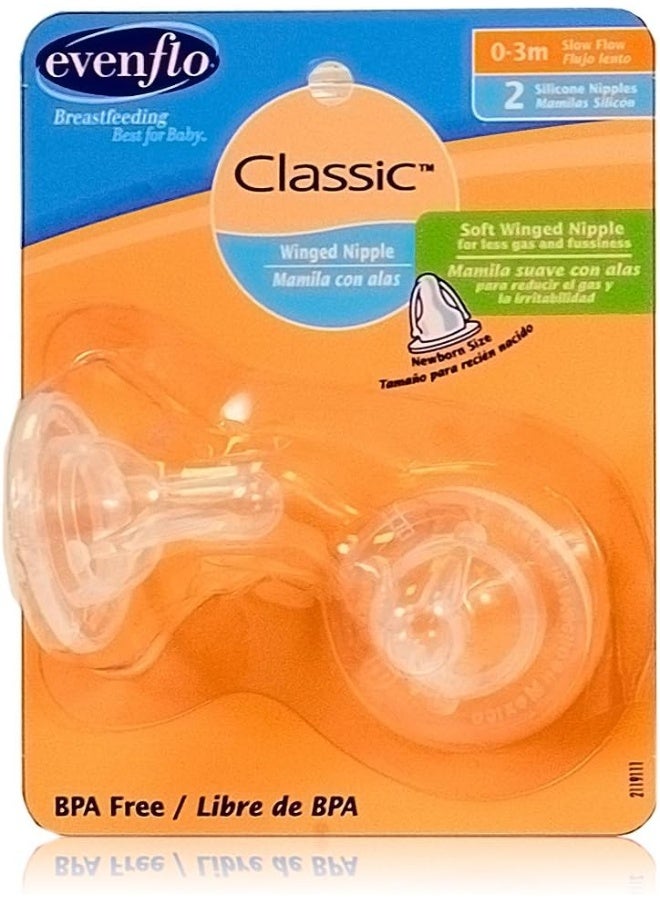 Evenflo Feeding Classic Winged Nipple, Newborn, Slow Flow - Image 1