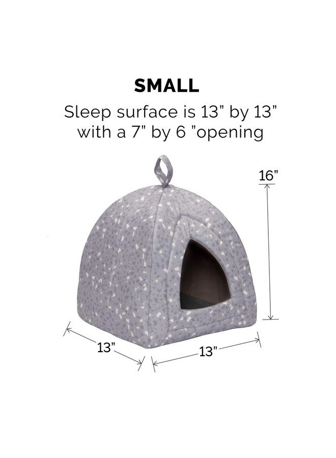 Furhaven Cat Bed Cave for Indoor Cats & Small Dogs, Washable & Foldable w/ Removable Cushion - Polycanvas Print Pet Tent - Gray Terazzo, Small - Image 2