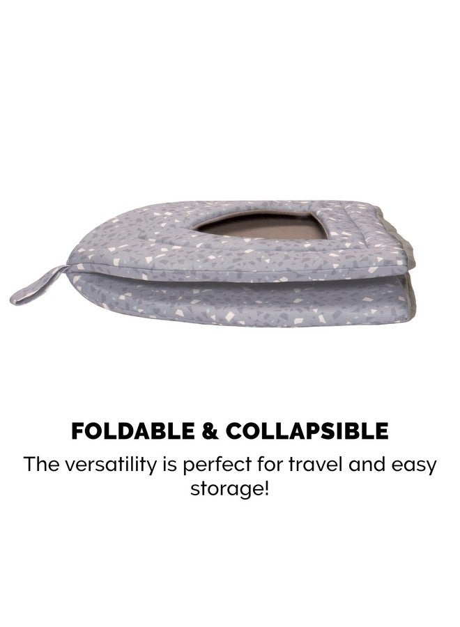 Furhaven Cat Bed Cave for Indoor Cats & Small Dogs, Washable & Foldable w/ Removable Cushion - Polycanvas Print Pet Tent - Gray Terazzo, Small - Image 4