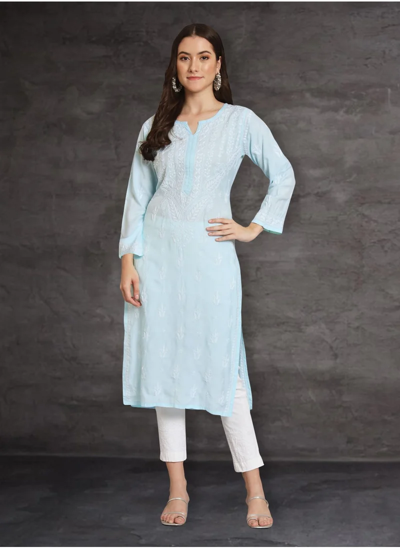 Alaya Women Hand Embroidered Chikankari Cotton Kurta-AL3584