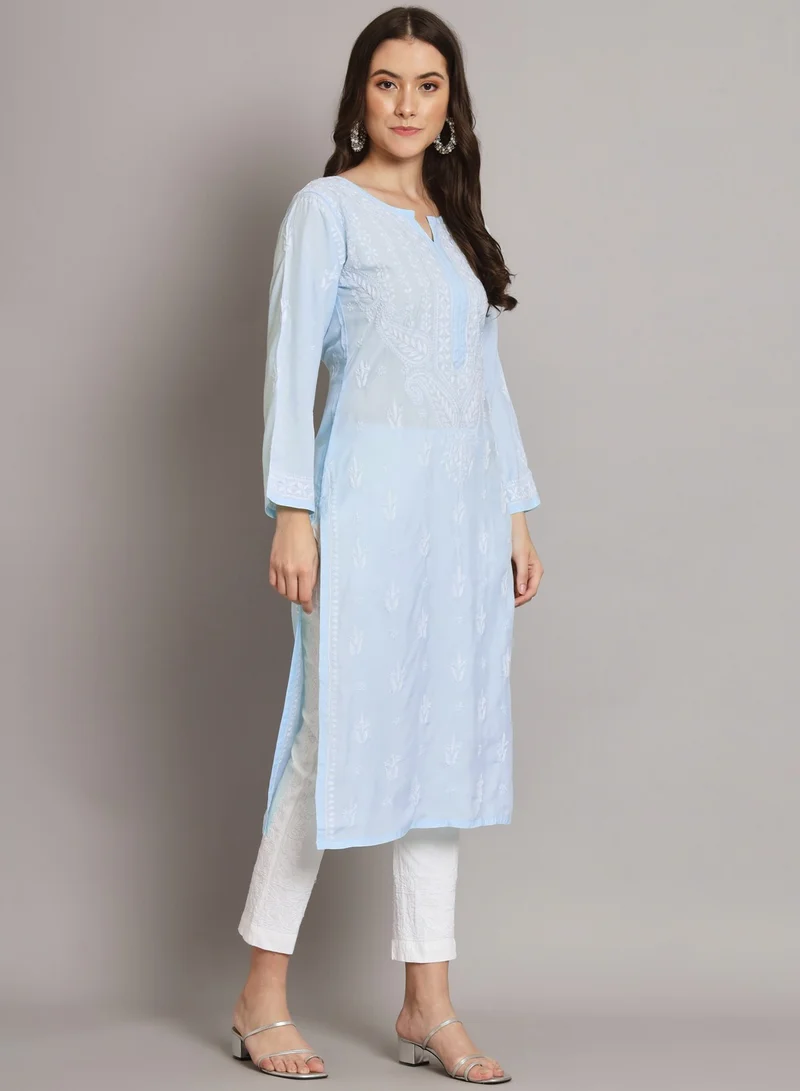 Alaya Women Hand Embroidered Chikankari Cotton Kurta-AL3584