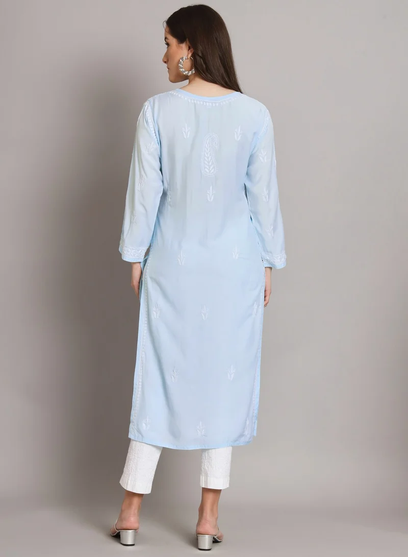 Alaya Women Hand Embroidered Chikankari Cotton Kurta-AL3584