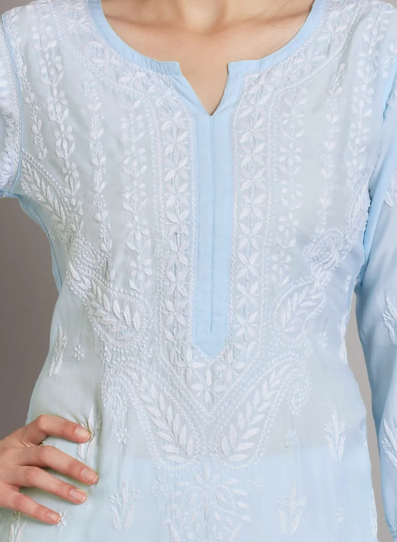 Alaya Women Hand Embroidered Chikankari Cotton Kurta-AL3584