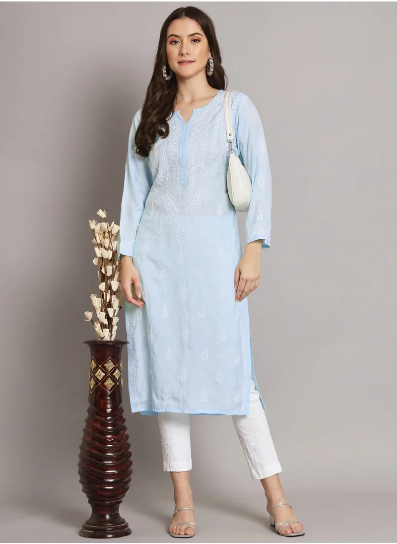 Alaya Women Hand Embroidered Chikankari Cotton Kurta-AL3584