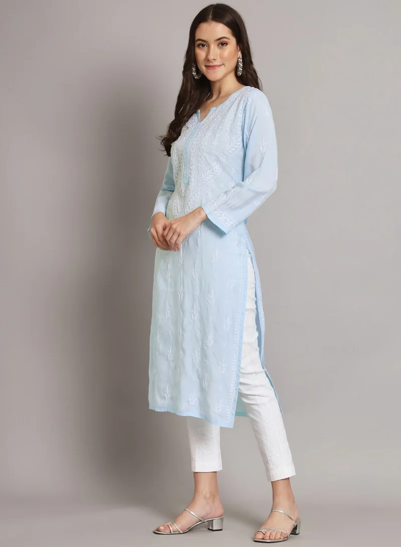Alaya Women Hand Embroidered Chikankari Cotton Kurta-AL3584