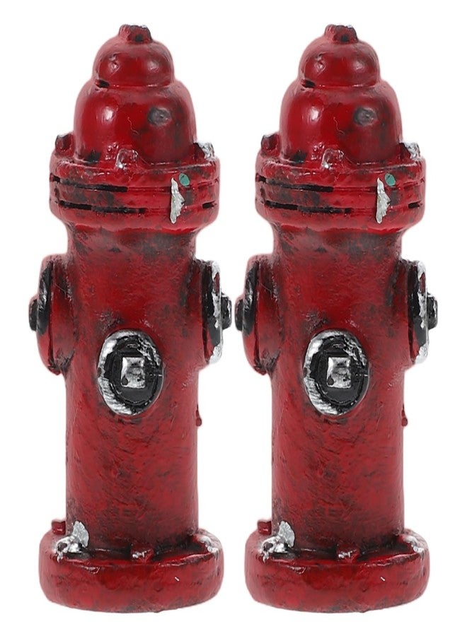 Garneck 2 Pcs Mini Fire Hydrant: Tiny Resin Fire Extinguisher Model for Dollhouse Decor - Firefighter Theme Cake Topper Photography Prop Fairy Garden Micro Landscape Ornament - Image 1