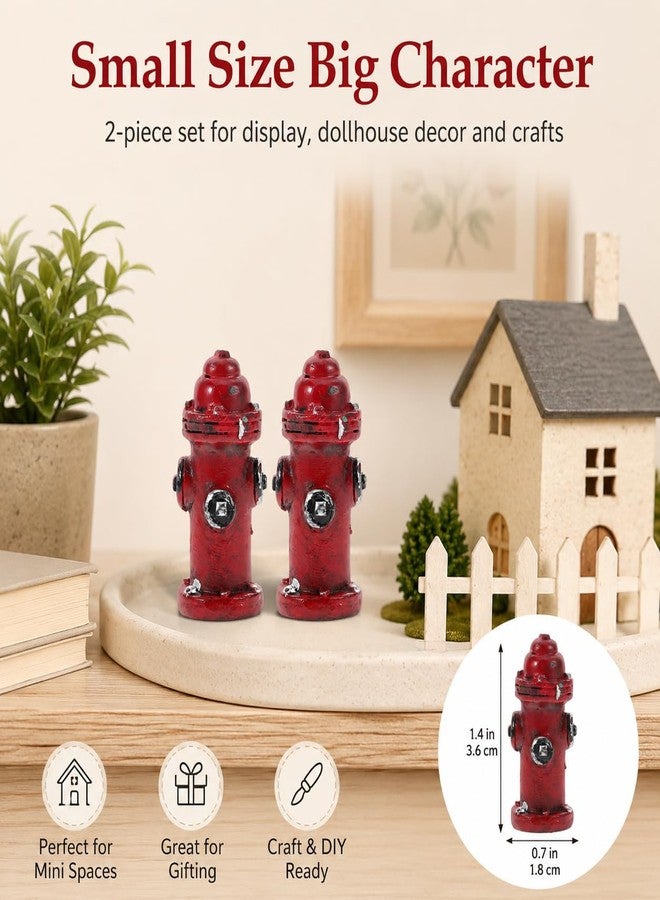 Garneck 2 Pcs Mini Fire Hydrant: Tiny Resin Fire Extinguisher Model for Dollhouse Decor - Firefighter Theme Cake Topper Photography Prop Fairy Garden Micro Landscape Ornament - Image 2